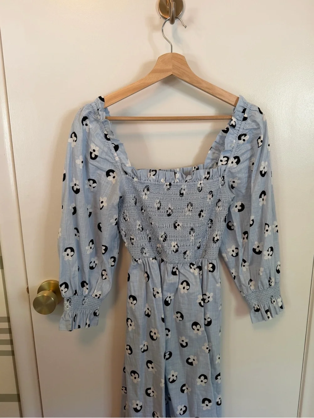 kate spade Light Blue Smocked Midi Dress with Panda Print